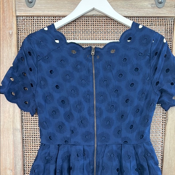 NWT J. Crew Factory Blue Fit and Flare Midi Dress with Scoop Neck - Picture 5 of 9